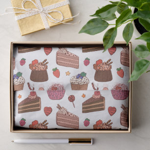 Dekadente Kuchenscheiben und süße Bäckerei Muster Seidenpapier