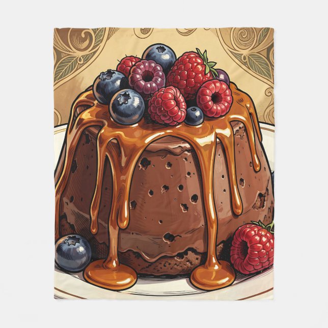 Dekadenter Schokoladen-Karamell-Beeren-Kuchen Fleecedecke (Vorderseite)