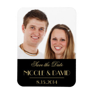 Dekadentes Deco elegantes schwarzes Hochzeit-Save- Magnet