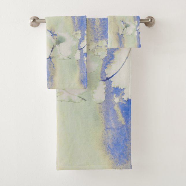 Dekadenz Wasserfarbe in hellgrün und blau Badhandtuch Set (Insitu)