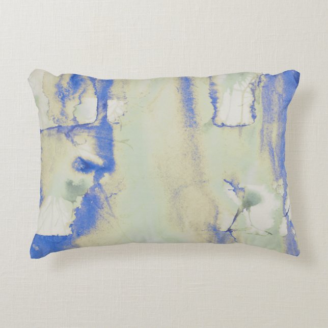 Dekadenz Wasserfarbe in hellgrün und blau Dekokissen (Vorderseite)