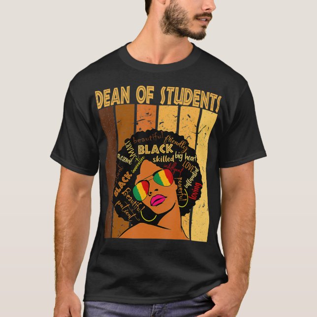Dekan der Schüler Afro American Black Histo T-Shirt (Vorderseite)