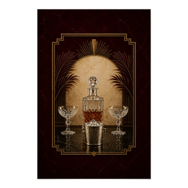Dekanter-Stillleben Art Deco Poster | Bar Kunst (Vorderseite)