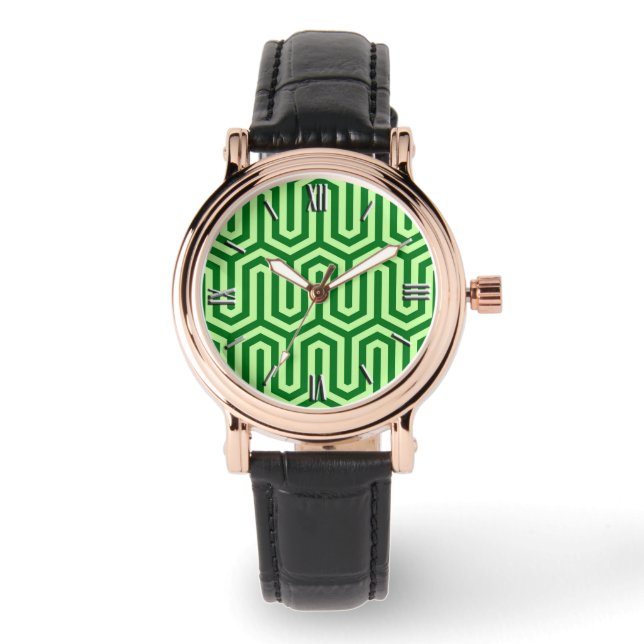 Deko Ägyptisches Motiv - Kieferngrün Armbanduhr (Vorderseite)