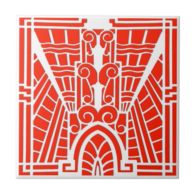 Deko Architectural Pattern, Mandarin Orange Fliese (Vorderseite)