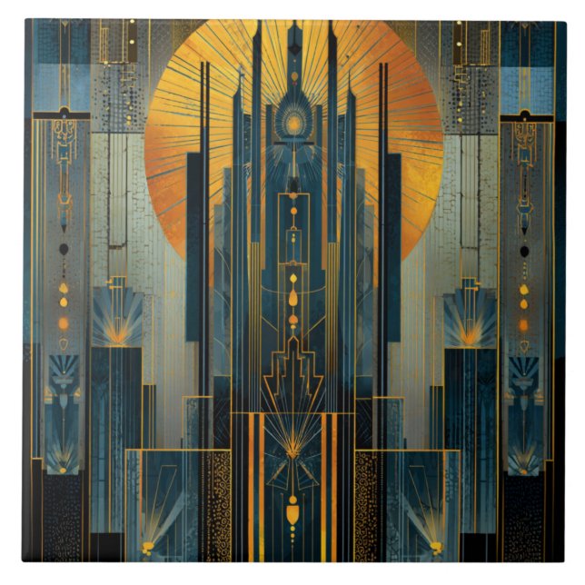 Deko-Architektur nachts Fliese (Vorderseite)