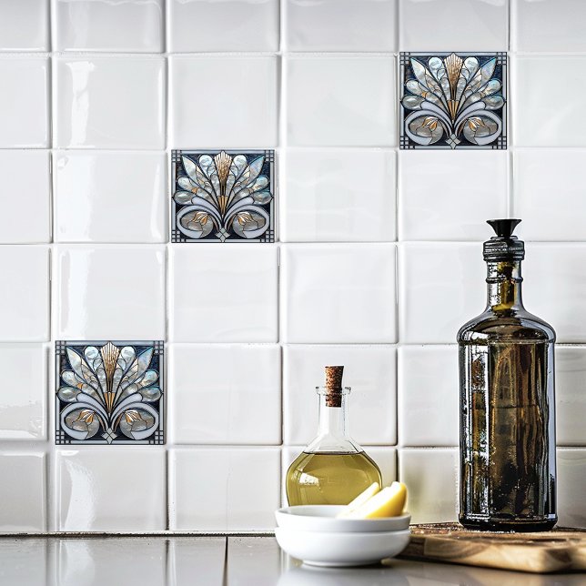 Deko Beautiful Schwarz-weiß Iridescent Glass Gold Fliese (Von Creator hochgeladen)