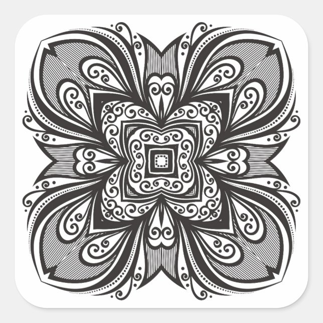 Deko Black Square Inspiriert Quadratischer Aufkleber (Vorderseite)