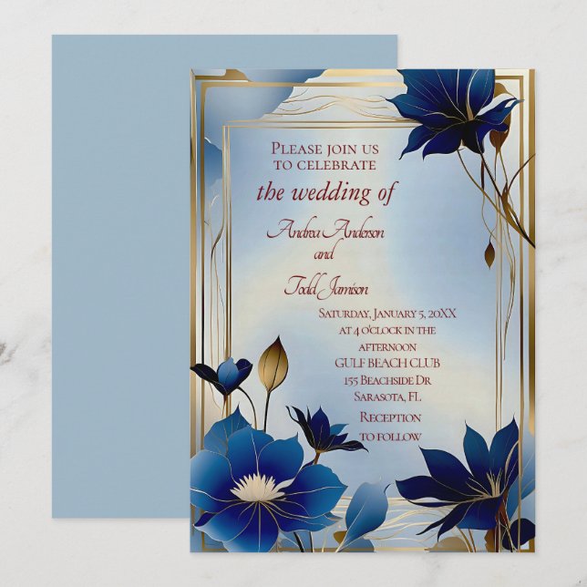 Deko-Blütenhochzeit Einladung (Vorne/Hinten)