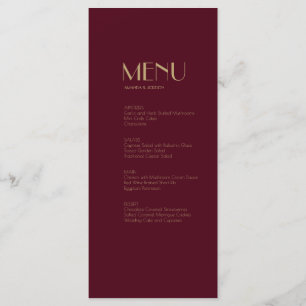 Deko Burgundy - Dinner Drink Menu Menükarte