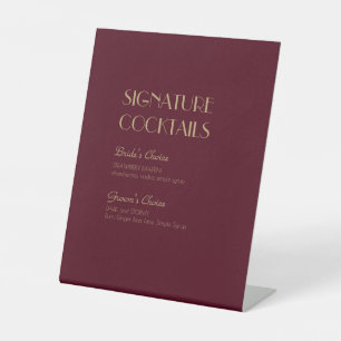 Deko   Burgundy Wedding Cocktail Menu Sockelschild