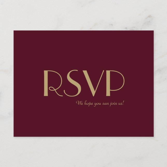 Deko | Burgundy Wedding RSVP Einladungspostkarte (Vorderseite)