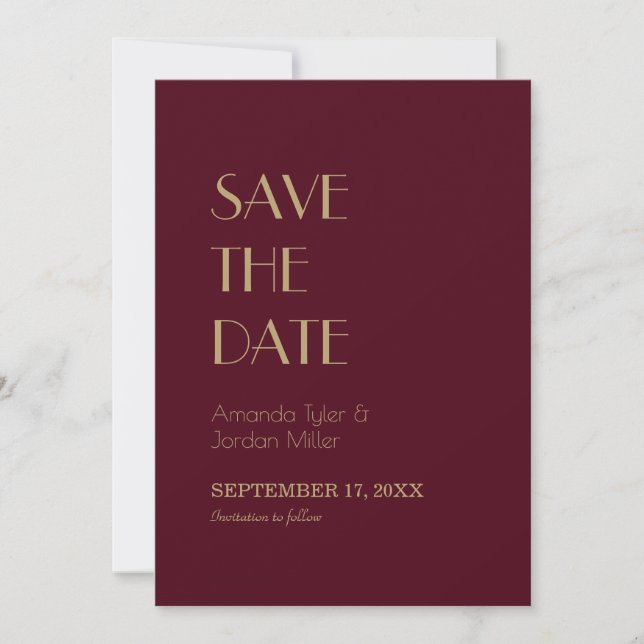Deko | Burgundy Wedding Save the Date (Vorderseite)