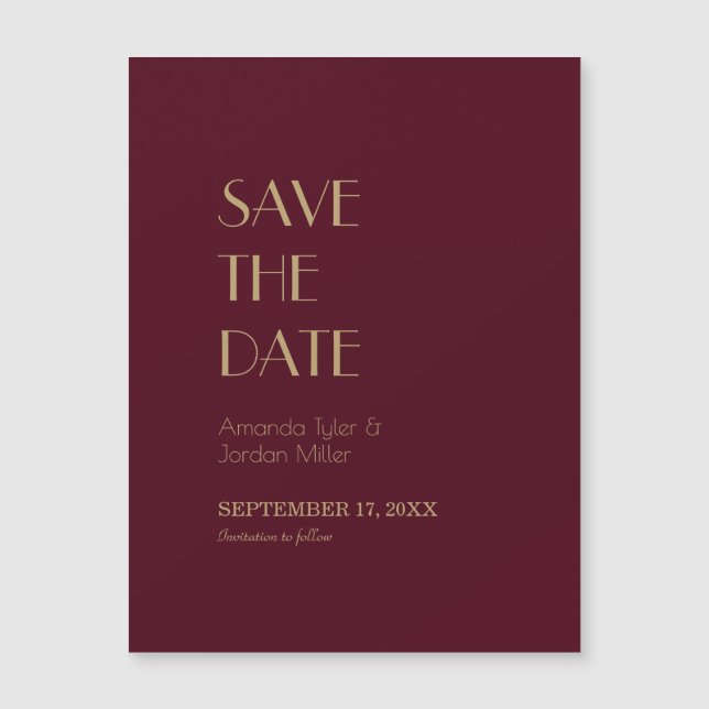 Deko | Burgundy Wedding Save the Date Magneteinladung (Vorderseite)