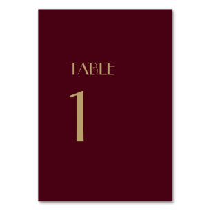 Deko Burgundy Wedding Tischnummern unterzeichnen