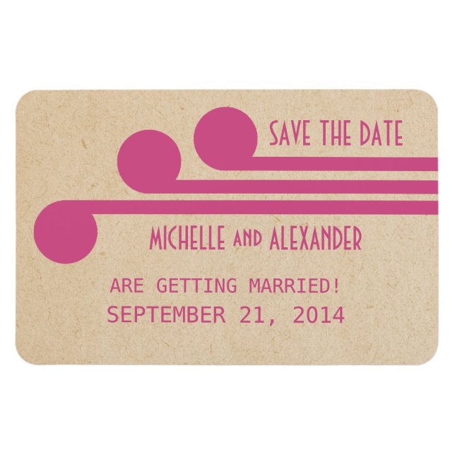 Deko Chic Save the Date Magnet, Fuchsia Magnet (Horizontal)