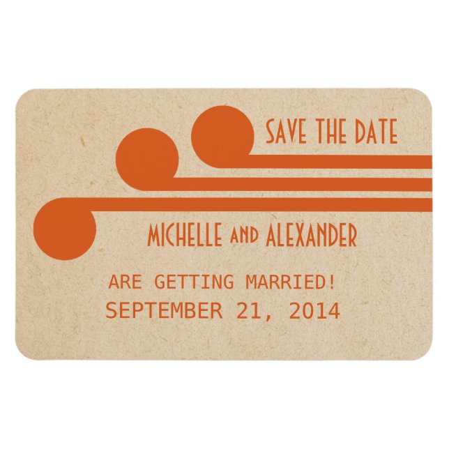 Deko Chic Save the Date Magnet, Orange Magnet (Horizontal)