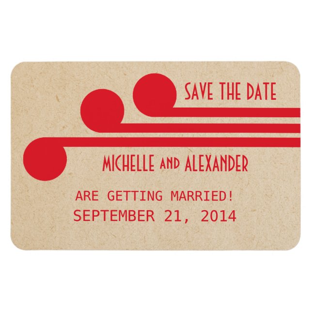 Deko Chic Save the Date Magnet, Red Magnet (Horizontal)
