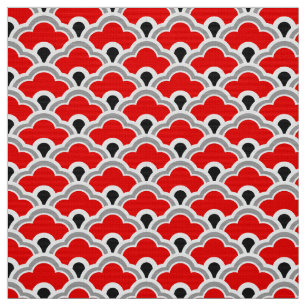 Deko-chinesische Kamm-Muscheln, Rot, Grau, Stoff