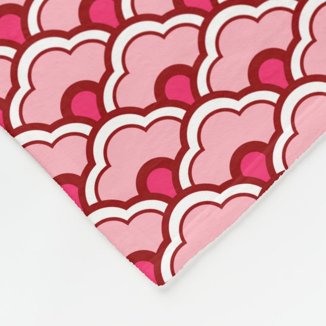 Deko Chinesische Scallops, Fuchsia und Light Pink Fleecedecke (Ecke)