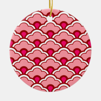 Deko Chinesische Scallops, Fuchsia und Light Pink Keramik Ornament