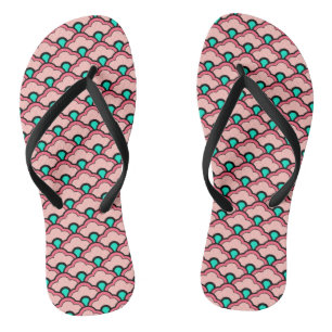 Deko Chinesische Scallops, Korallenrosa und Türkis Flip Flops