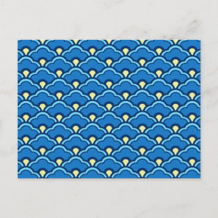Deko Chinesische Scallops, Ocean Blue und Indigo Postkarte