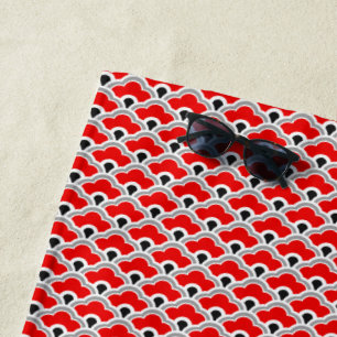 Deko Chinesische Scallops, rot, grau, schwarz und  Strandtuch