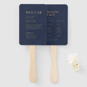 Deko Dark Navy Hochzeitsprogramm Fächer