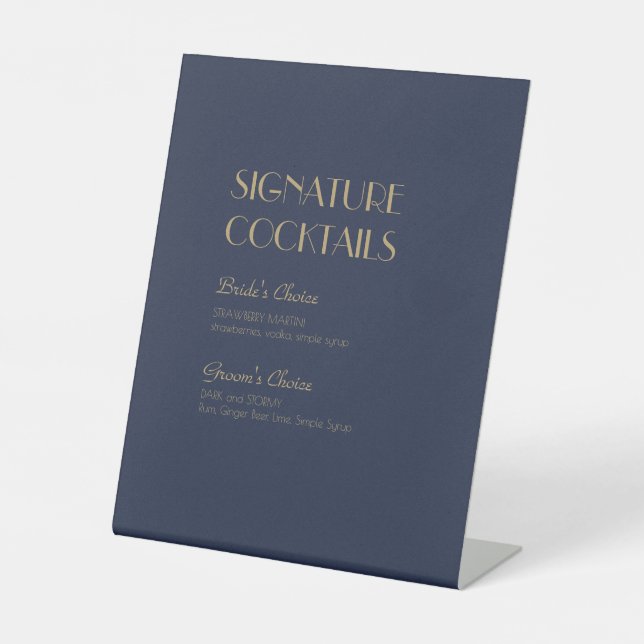 Deko | Dark Navy Signature Cocktail Menu Sockelschild (Vorderseite)