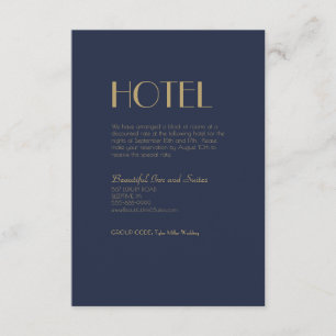 Deko   Dark Navy Wedding Hotel Begleitkarte