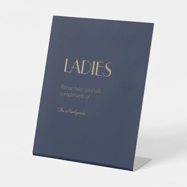 Deko | Dark Navy Wedding Ladys Badezimmer Sockelschild (Vorderseite)