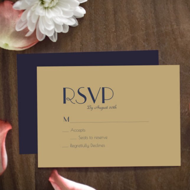 Deko | Dark Navy Wedding RSVP Card (Von Creator hochgeladen)