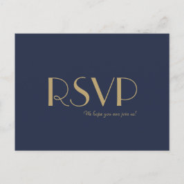 Deko | Dark Navy Wedding RSVP Einladungspostkarte