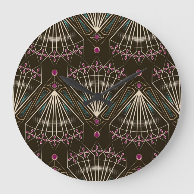 Deko der antiken Kunst, geometrisches Muster Große Wanduhr (Vorderseite)