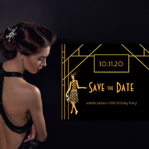 Deko der Geburtstagskunst der 20er Jahre Save the  Postkarte