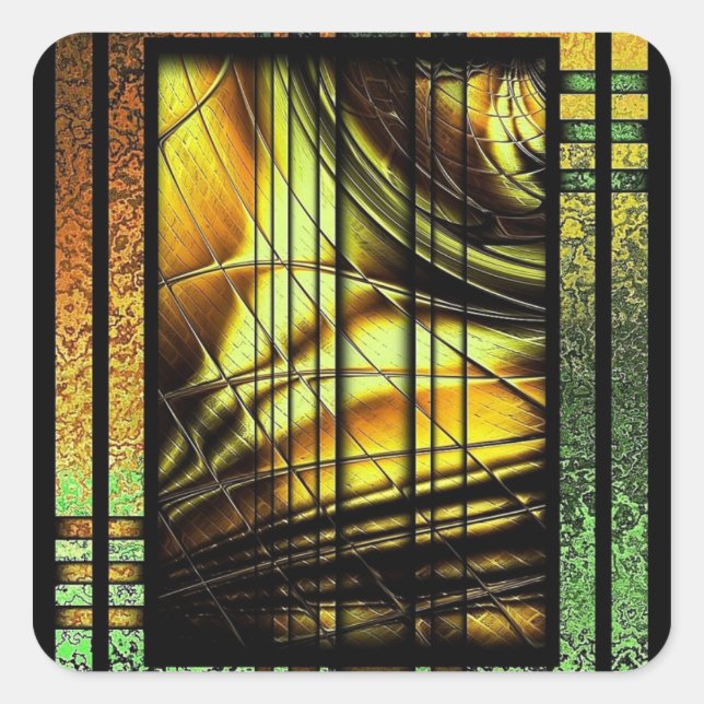 Deko-Design mit farbenfrohen Kunstwerken Quadratischer Aufkleber (Vorderseite)