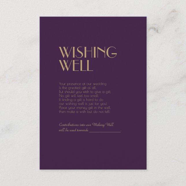 Deko | Dunkle Lila Hochzeit wünschend gut Begleitkarte (Vorderseite)