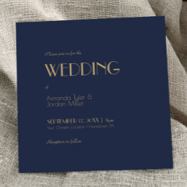 Deko | Dunkle Navy Square Wedding Einladung