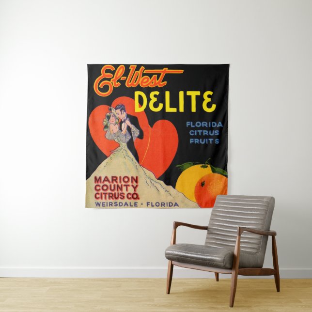 Deko El-West Delite Florida Citrus Fruit 1930 Wandteppich (Beispiel)