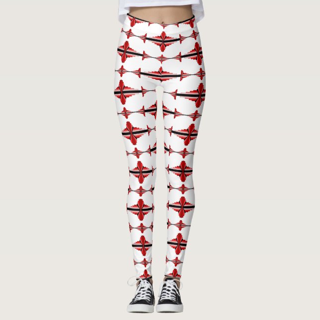 Deko-Element in tiefroten Leggings (Vorderseite)