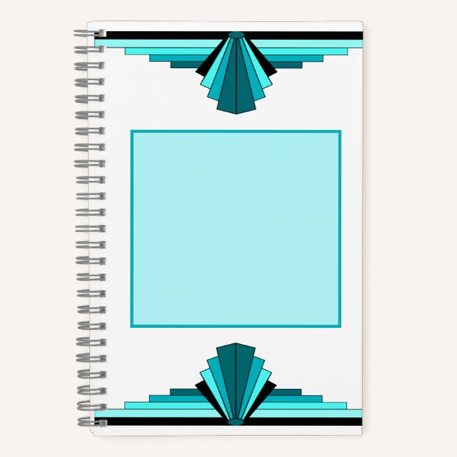 Deko-Elemente in aquamarin grün Notizbuch (Vorderseite)