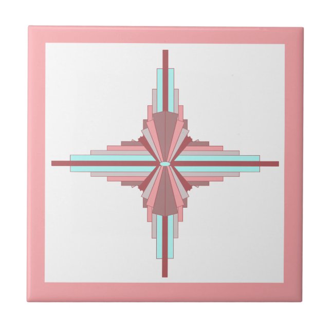 Deko-Elemente in dunkler Rose und Blau Fliese (Vorderseite)