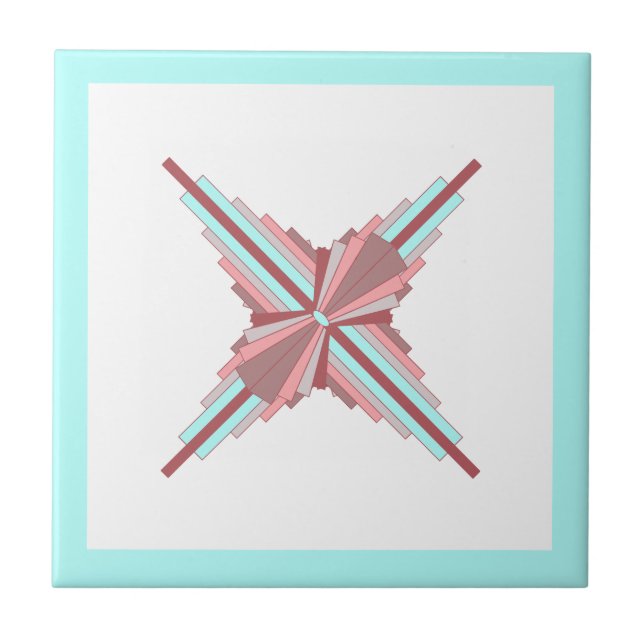 Deko-Elemente in dunkler Rose und Blau Fliese (Vorderseite)