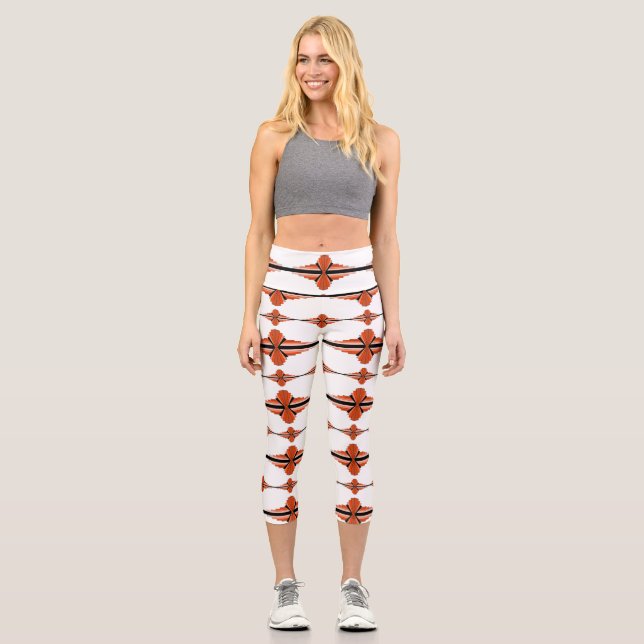 Deko-Elemente in Leggings mit orangefarbenen Capri (Vorderseite)