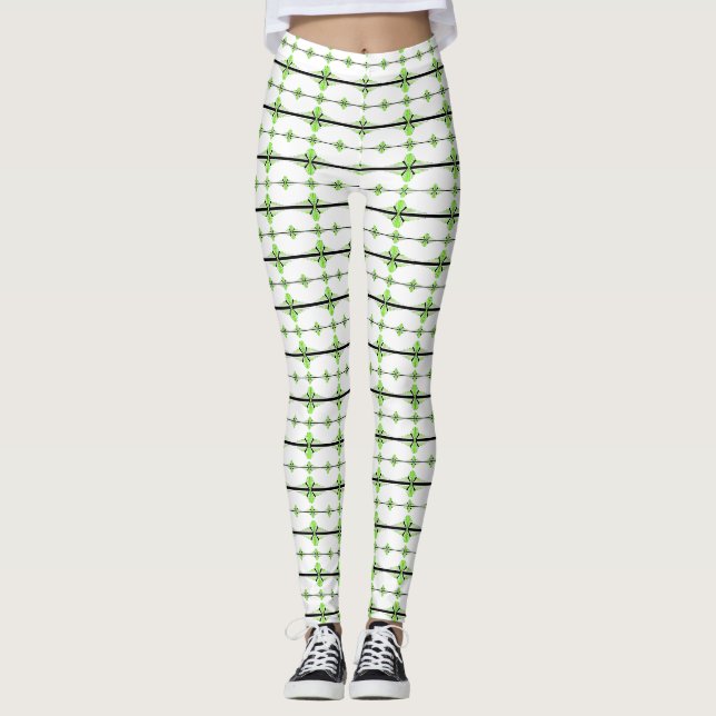 Deko-Elemente in pastellfarbenem Kalkgrün Leggings (Vorderseite)