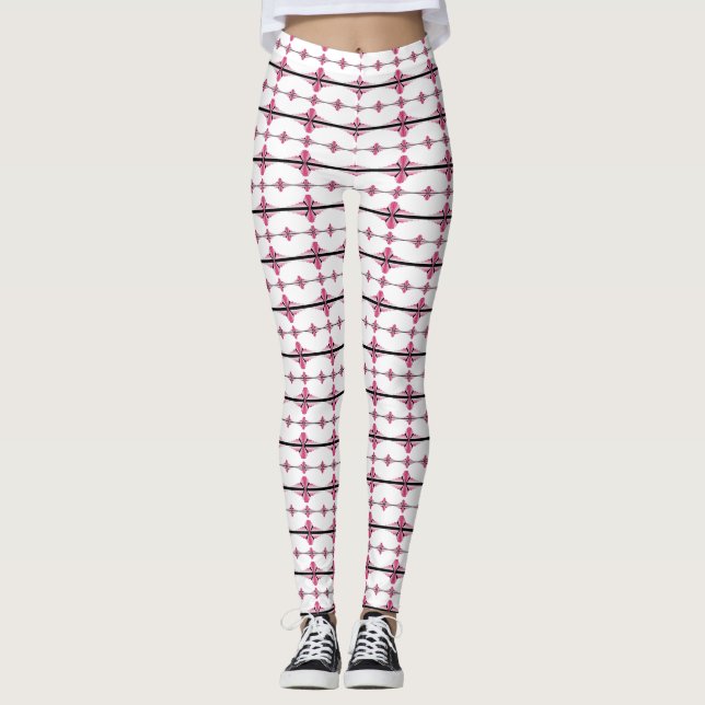 Deko-Elemente in pastellfarbener Rose Leggings (Vorderseite)