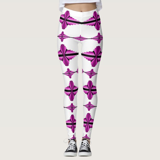 Deko-Elemente in tiefrosa Leggings (Vorderseite)