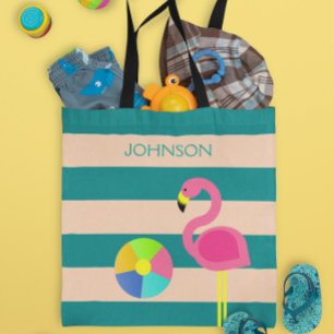 Deko-Flamingo-personalisierte Strand-Tasche
