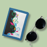 Deko Floral Monogram Tri-fold Geldbeutel<br><div class="desc">Diese farbenfrohe Brieftasche ist für Ihr eigenes Monogramm bereit. Erstellt in einem fett schwarz-weiß geschraubten Blattrahmenmuster mit hellen Farbspritzen.</div>